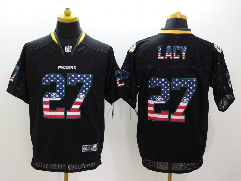 Men's Green Bay Packers Eddie Lacy #27 Black Jersey